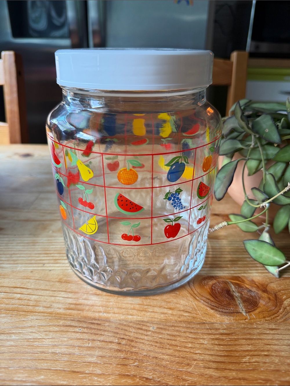Vintage Fruit Print Glass Pantry Jar